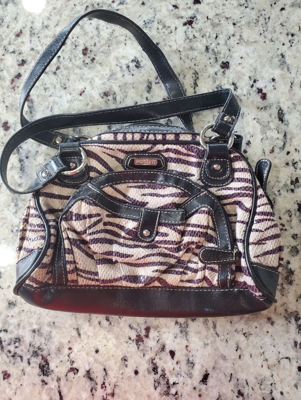 Y2K Rosetti Zebra Animal Print Shoulder Bag Satchel Faux Leather